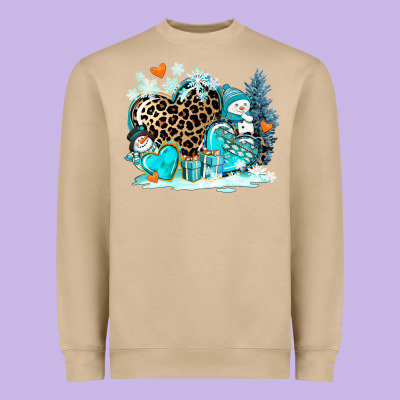 Winter Hearts With Snowmans Heavyweight Sweatshirt Designed By Adodesignshop