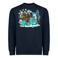 Navy winter hearts with snowmans Heavyweight Sweatshirt - AdoDesignShop