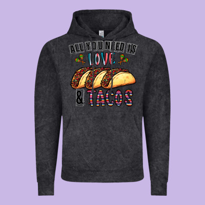 All You Need Is Love And Tacos Vintage Hoodie Designed By Cowhidedigitalart