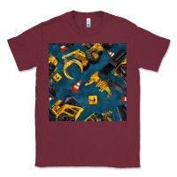 Burgundy construction vehicles seamless pattern Classic Tee - BundleAndBundleShop