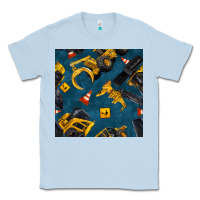 Dusty Blue construction vehicles seamless pattern Classic Tee - BundleAndBundleShop