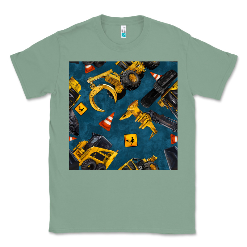 Construction Vehicles Seamless Pattern Classic Tee by BundleAndBundleShop | Teevron