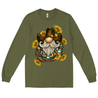 Army Green cowboy gnome sunflower rope Long Sleeve Tee - BarkalooDesign