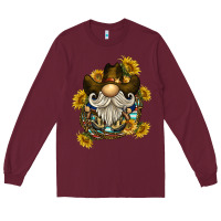 Burgundy cowboy gnome sunflower rope Long Sleeve Tee - BarkalooDesign