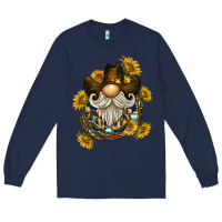 Navy cowboy gnome sunflower rope Long Sleeve Tee - BarkalooDesign