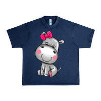 Navy cute hippopotamus Urban Heavy Tee - AdoDesignShop