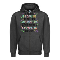 Charcoal Heather reading because realitys overrated Zipper Hoodie - MaliasSmallBusiness