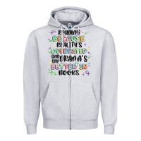 Heather Grey reading because realitys overrated Zipper Hoodie - MaliasSmallBusiness