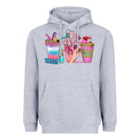 Heather Grey Nail Coffee Cups With Rings Bbs Heavyweight Hoodie - BundleAndBundleShop