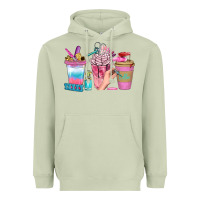 Matcha Nail Coffee Cups With Rings Bbs Heavyweight Hoodie - BundleAndBundleShop