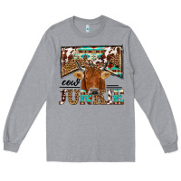 Heather Grey cow junkie Long Sleeve Tee - NancyCooperArtShop