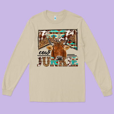 Cow Junkie Long Sleeve Tee Designed By Nancycooperartshop