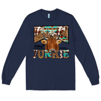 Navy cow junkie Long Sleeve Tee - NancyCooperArtShop