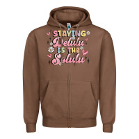 Chestnut staying delulu is the solulu Zipper Hoodie - MaliasSmallBusiness