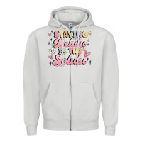 Dove Grey staying delulu is the solulu Zipper Hoodie - MaliasSmallBusiness
