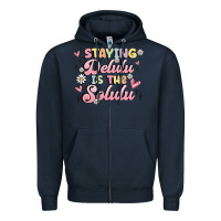 Navy staying delulu is the solulu Zipper Hoodie - MaliasSmallBusiness