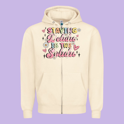 Staying Delulu Is The Solulu Zipper Hoodie Designed By Maliassmallbusiness