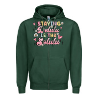 Sports Green staying delulu is the solulu Zipper Hoodie - MaliasSmallBusiness