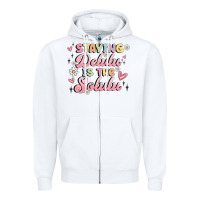 White staying delulu is the solulu Zipper Hoodie - MaliasSmallBusiness