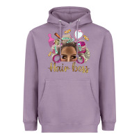 Lavender Hair Boss Afro Messy Bun With Money Bbs Heavyweight Hoodie - BundleAndBundleShop