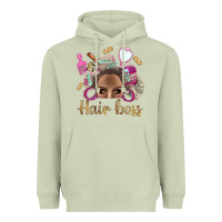Matcha Hair Boss Afro Messy Bun With Money Bbs Heavyweight Hoodie - BundleAndBundleShop