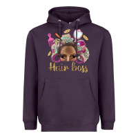 Plum Hair Boss Afro Messy Bun With Money Bbs Heavyweight Hoodie - BundleAndBundleShop