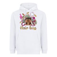 White Hair Boss Afro Messy Bun With Money Bbs Heavyweight Hoodie - BundleAndBundleShop