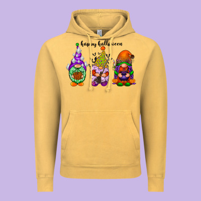 Happy Halloween Gnomes Black Vintage Hoodie Designed By Racoondesign