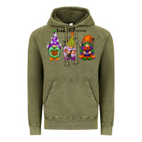 Vintage Olive happy halloween gnomes black Vintage Hoodie - RacoonDesign