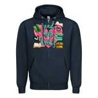Navy read more books Zipper Hoodie - MaliasSmallBusiness