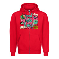 Red read more books Zipper Hoodie - MaliasSmallBusiness