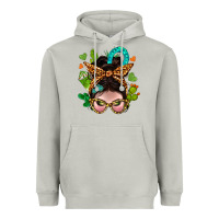 Moon Dust Western  Messy Bun With Cactus Heavyweight Hoodie - BundleAndBundleShop