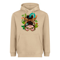 Mushroom Western  Messy Bun With Cactus Heavyweight Hoodie - BundleAndBundleShop