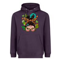 Plum Western  Messy Bun With Cactus Heavyweight Hoodie - BundleAndBundleShop