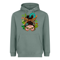 Sage Western  Messy Bun With Cactus Heavyweight Hoodie - BundleAndBundleShop