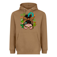 Toasted Coconut Western  Messy Bun With Cactus Heavyweight Hoodie - BundleAndBundleShop