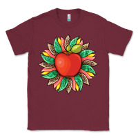 Burgundy teacher apple and sunflower with leopard and tooled leather Classic Tee - Artiststas