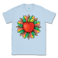 Dusty Blue teacher apple and sunflower with leopard and tooled leather Classic Tee - Artiststas