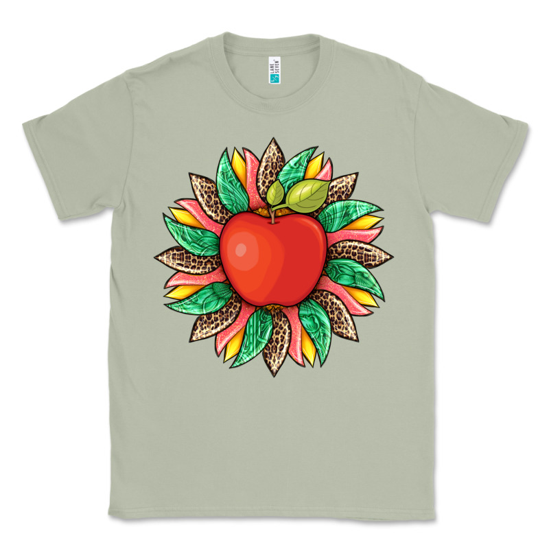 Teacher Apple And Sunflower With Leopard And Tooled Leather Classic Tee by Artiststas | Teevron