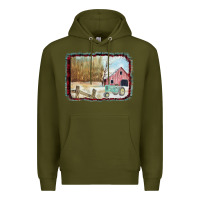 Army Green Christmas Barn Tractor Snow Premium Hoodie - Bettercallsaul