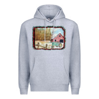 Heather Grey Christmas Barn Tractor Snow Premium Hoodie - Bettercallsaul