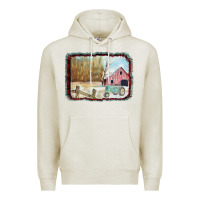 Oatmeal Heather Christmas Barn Tractor Snow Premium Hoodie - Bettercallsaul