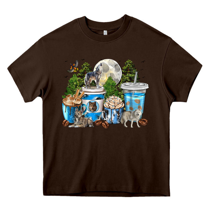 Wolf Coffee Cups Heavy Core Tee by texasbilliewilder | Teevron