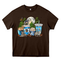 Chocolate Brown Wolf coffee cups Heavy Core Tee - texasbilliewilder