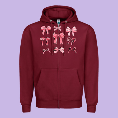 Pink Ribbons Zipper Hoodie Designed By Maliassmallbusiness