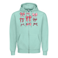 Seafoam pink ribbons Zipper Hoodie - MaliasSmallBusiness