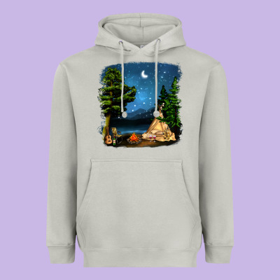 Night Glamping Camp With Wine Heavyweight Hoodie Designed By Bundleandbundleshop