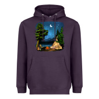 Plum Night Glamping Camp With Wine Heavyweight Hoodie - BundleAndBundleShop