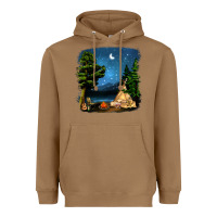 Toasted Coconut Night Glamping Camp With Wine Heavyweight Hoodie - BundleAndBundleShop