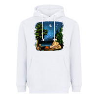White Night Glamping Camp With Wine Heavyweight Hoodie - BundleAndBundleShop